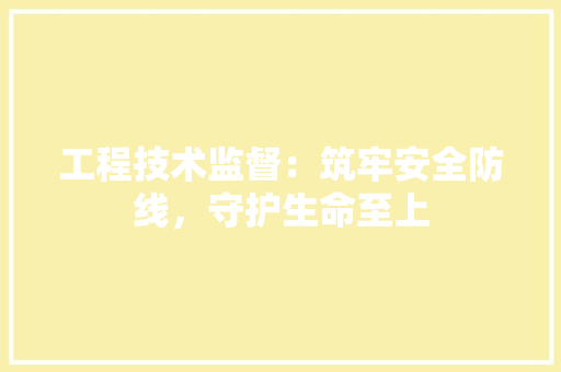 工程技术监督：筑牢安全防线，守护生命至上 现代风格装饰