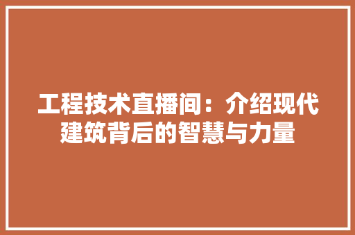 工程技术直播间：介绍现代建筑背后的智慧与力量 现代风格装饰