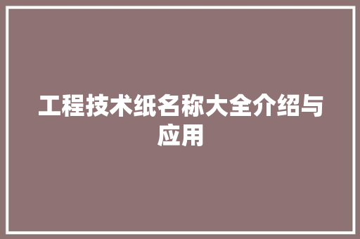 工程技术纸名称大全介绍与应用 现代风格装饰