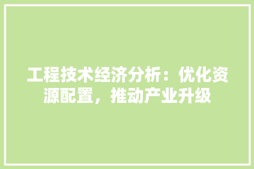 工程技术经济分析：优化资源配置，推动产业升级 现代风格装饰
