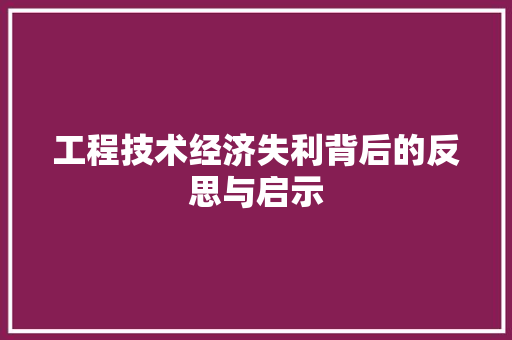 工程技术经济失利背后的反思与启示 现代风格装饰