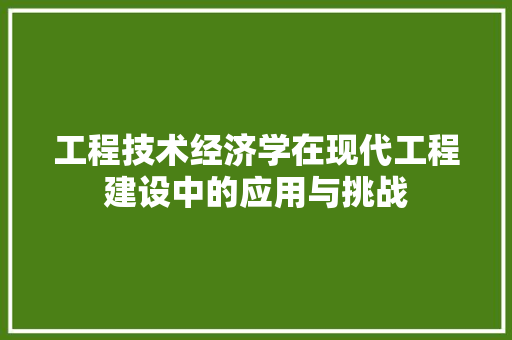 工程技术经济学在现代工程建设中的应用与挑战 现代风格装饰