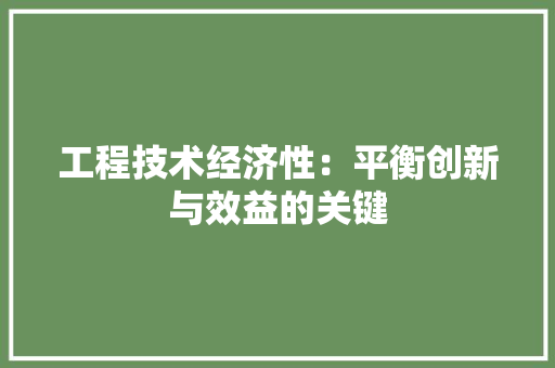 工程技术经济性：平衡创新与效益的关键 现代风格装饰