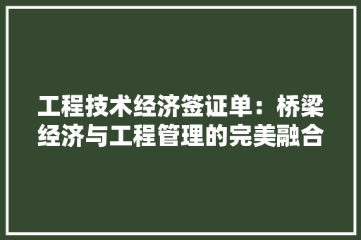 工程技术经济签证单：桥梁经济与工程管理的完美融合 现代风格装饰