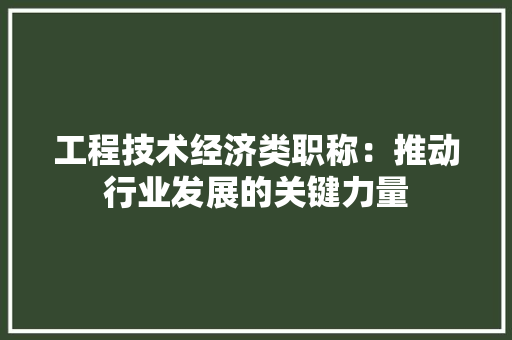 工程技术经济类职称：推动行业发展的关键力量 现代风格装饰