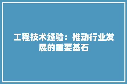 工程技术经验：推动行业发展的重要基石 现代风格装饰
