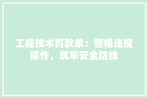 工程技术罚款单：警惕违规操作，筑牢安全防线 现代风格装饰