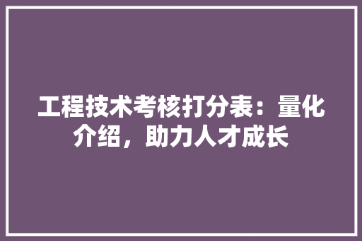 工程技术考核打分表：量化介绍，助力人才成长