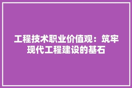工程技术职业价值观：筑牢现代工程建设的基石 现代风格装饰