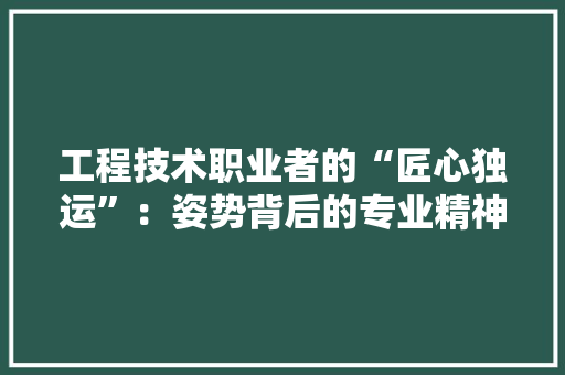 工程技术职业者的“匠心独运”：姿势背后的专业精神 现代风格装饰