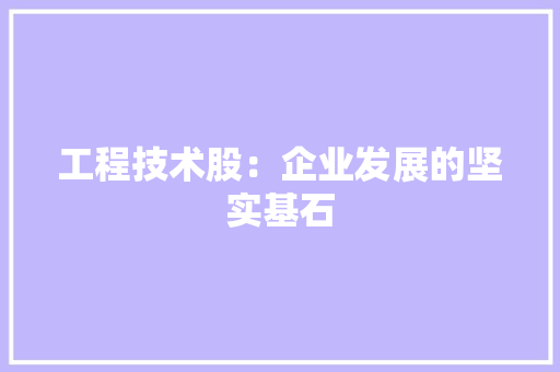 工程技术股：企业发展的坚实基石 现代风格装饰