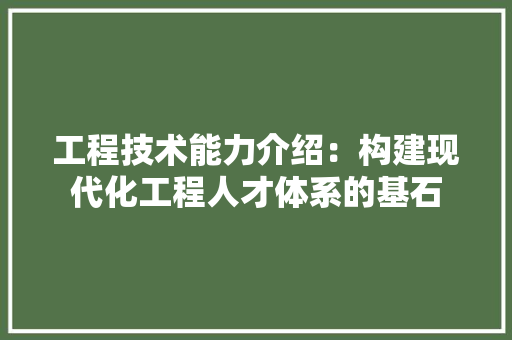 工程技术能力介绍：构建现代化工程人才体系的基石 现代风格装饰