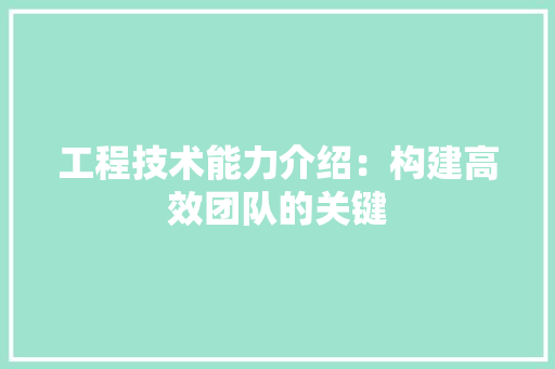 工程技术能力介绍：构建高效团队的关键 现代风格装饰