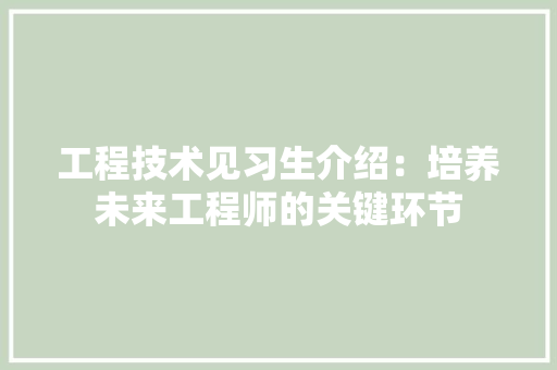 工程技术见习生介绍：培养未来工程师的关键环节 现代风格装饰