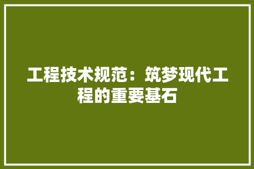 工程技术规范：筑梦现代工程的重要基石 现代风格装饰