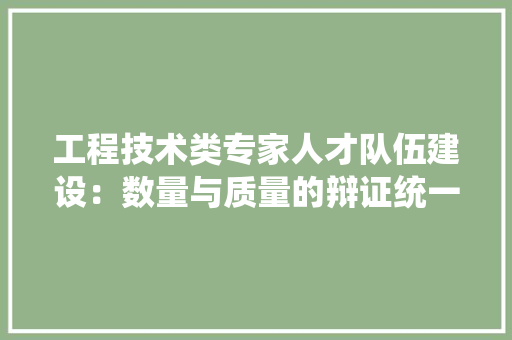 工程技术类专家人才队伍建设：数量与质量的辩证统一 现代风格装饰