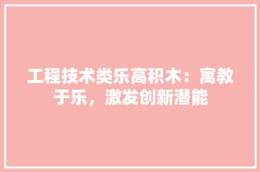 工程技术类乐高积木：寓教于乐，激发创新潜能