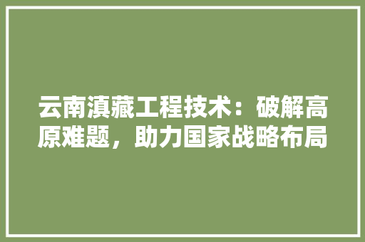 云南滇藏工程技术：破解高原难题，助力国家战略布局