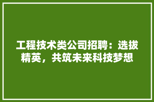 工程技术类公司招聘：选拔精英，共筑未来科技梦想 现代风格装饰