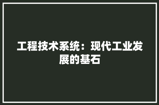 工程技术系统：现代工业发展的基石 现代风格装饰