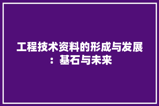 工程技术资料的形成与发展：基石与未来