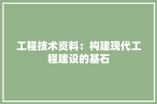 工程技术资料：构建现代工程建设的基石