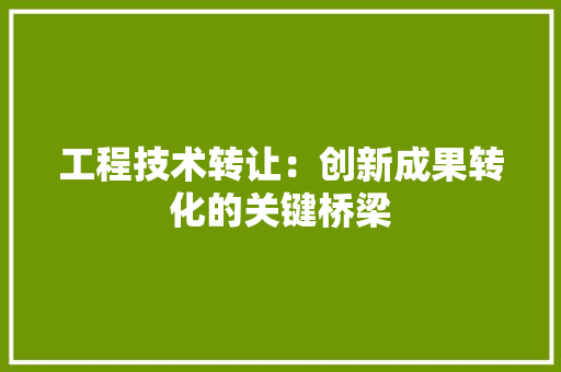 工程技术转让：创新成果转化的关键桥梁 现代风格装饰