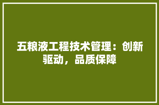 五粮液工程技术管理：创新驱动，品质保障 家居装修