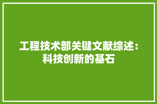 工程技术部关键文献综述：科技创新的基石 现代风格装饰