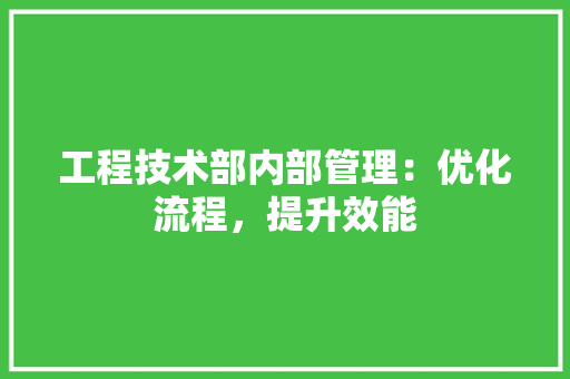 工程技术部内部管理：优化流程，提升效能