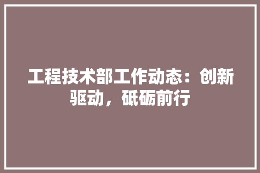 工程技术部工作动态：创新驱动，砥砺前行 现代风格装饰