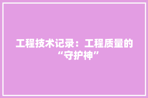 工程技术记录：工程质量的“守护神” 现代风格装饰
