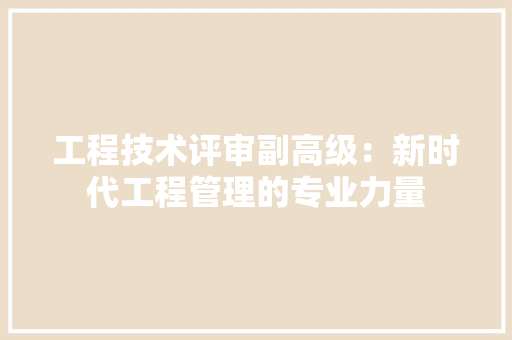 工程技术评审副高级：新时代工程管理的专业力量 现代风格装饰