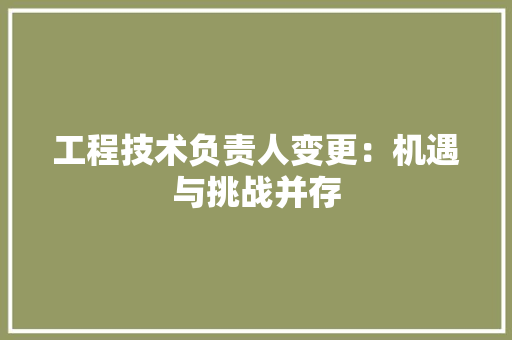 工程技术负责人变更：机遇与挑战并存 现代风格装饰