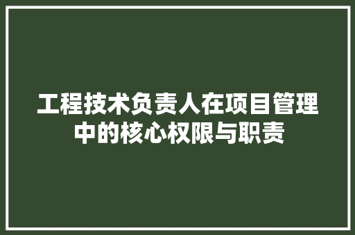 工程技术负责人在项目管理中的核心权限与职责 现代风格装饰