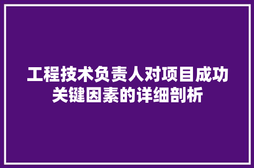 工程技术负责人对项目成功关键因素的详细剖析 现代风格装饰