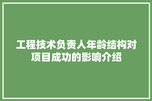 工程技术负责人年龄结构对项目成功的影响介绍 现代风格装饰
