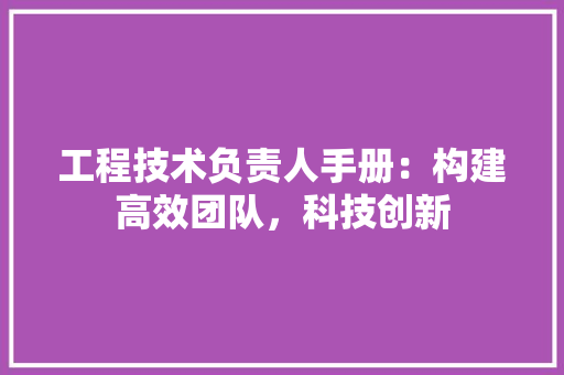 工程技术负责人手册：构建高效团队，科技创新 现代风格装饰