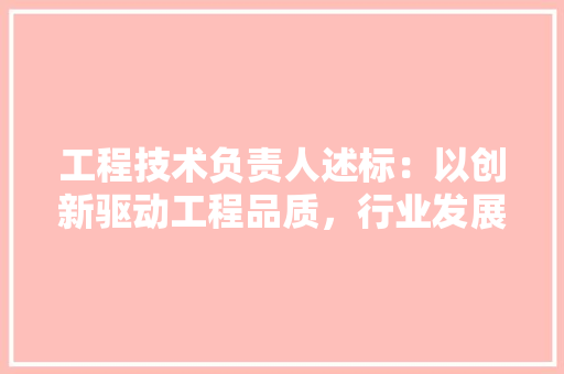工程技术负责人述标：以创新驱动工程品质，行业发展 现代风格装饰