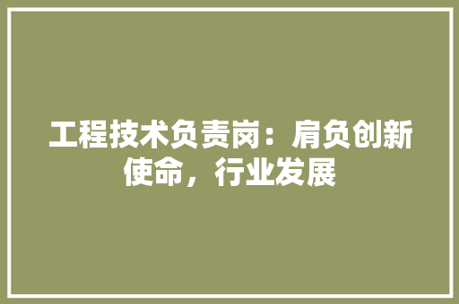 工程技术负责岗：肩负创新使命，行业发展