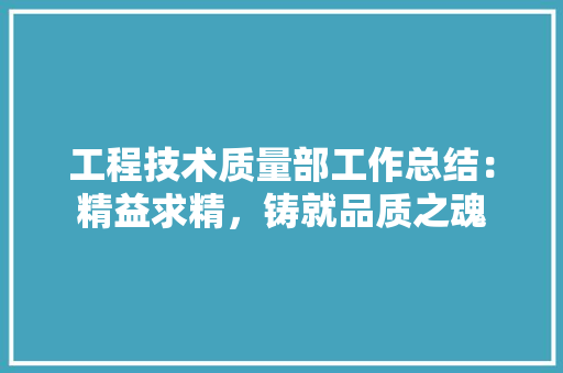 工程技术质量部工作总结：精益求精，铸就品质之魂