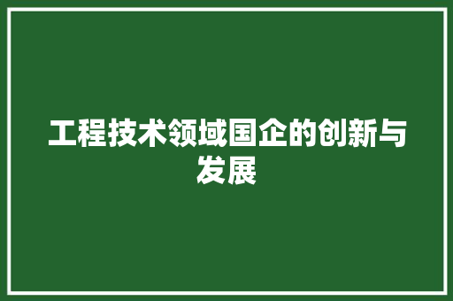 工程技术领域国企的创新与发展