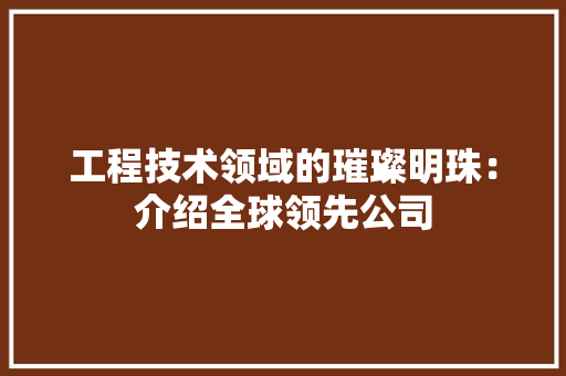 工程技术领域的璀璨明珠：介绍全球领先公司 中式风格装饰