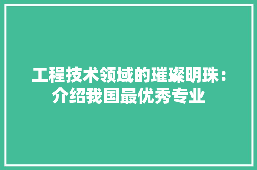 工程技术领域的璀璨明珠：介绍我国最优秀专业