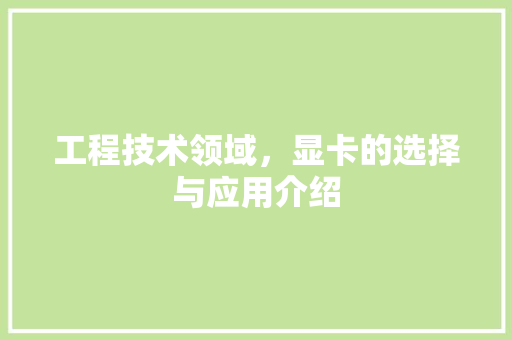 工程技术领域，显卡的选择与应用介绍 中式风格装饰