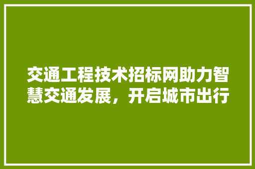 交通工程技术招标网助力智慧交通发展，开启城市出行新篇章 家居装修