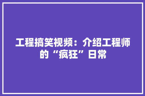 工程搞笑视频：介绍工程师的“疯狂”日常