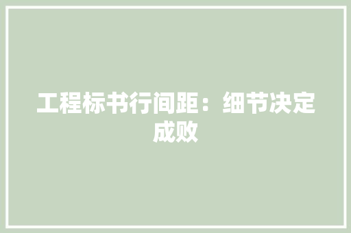 工程标书行间距：细节决定成败