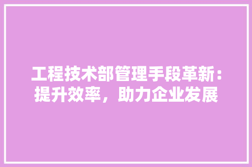 工程技术部管理手段革新：提升效率，助力企业发展