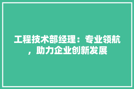 工程技术部经理：专业领航，助力企业创新发展 中式风格装饰